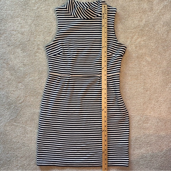 Boden Martha Mock Neck Sheath Sleeveless Dress Navy & White Stripes, Size 10UK - Picture 7 of 9